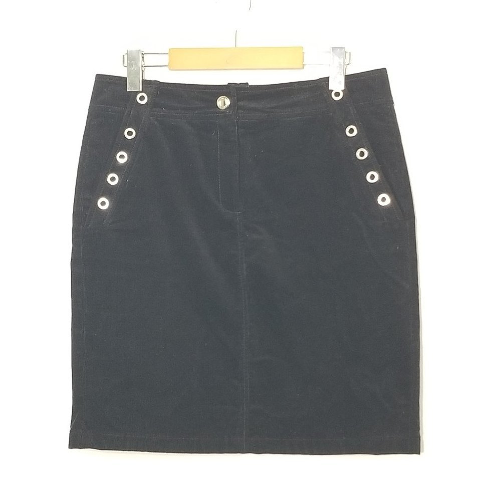 Montana Blu Preppy Black Mini Corduroy Eyelet Loop Cotton Blend Pocket Italy 44